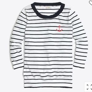 J.Crew Anchor striped three-quarter-sleeve sweater